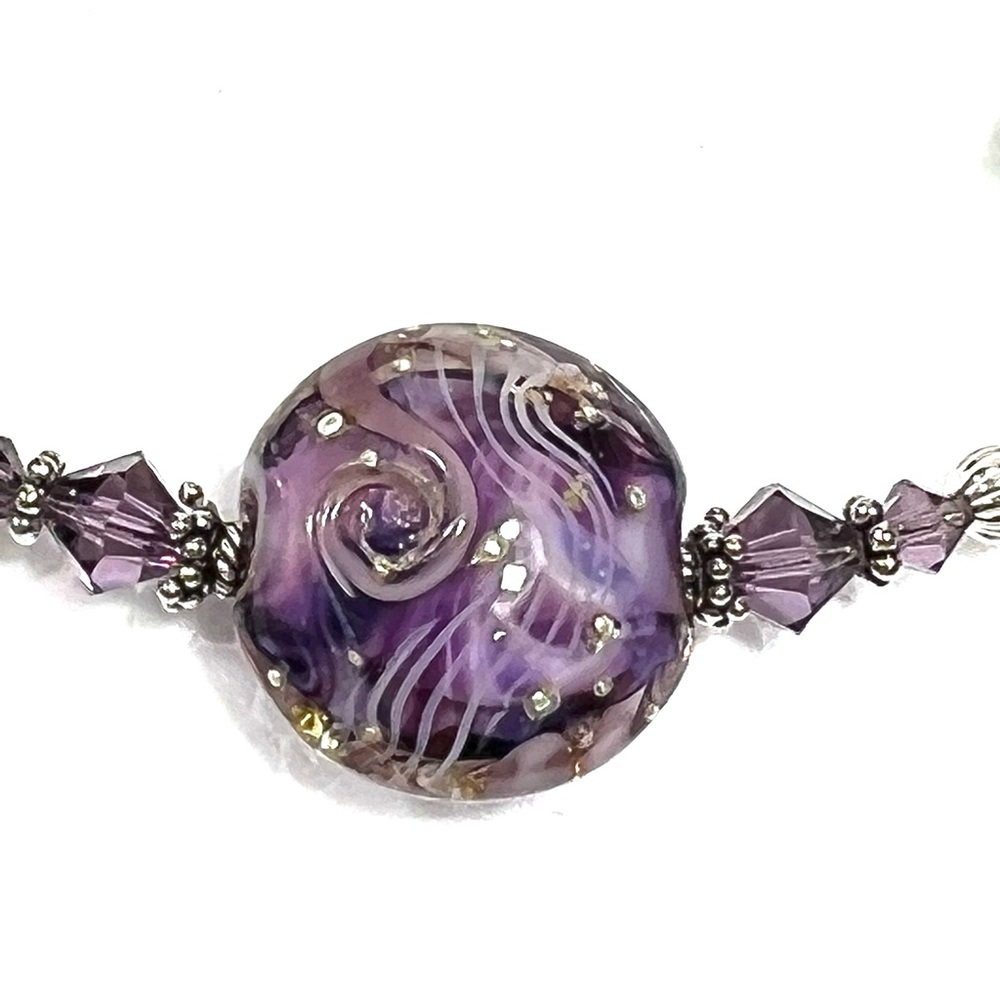 ROSARY BRACELET PURPLE LAMPWORK GEMSTONES